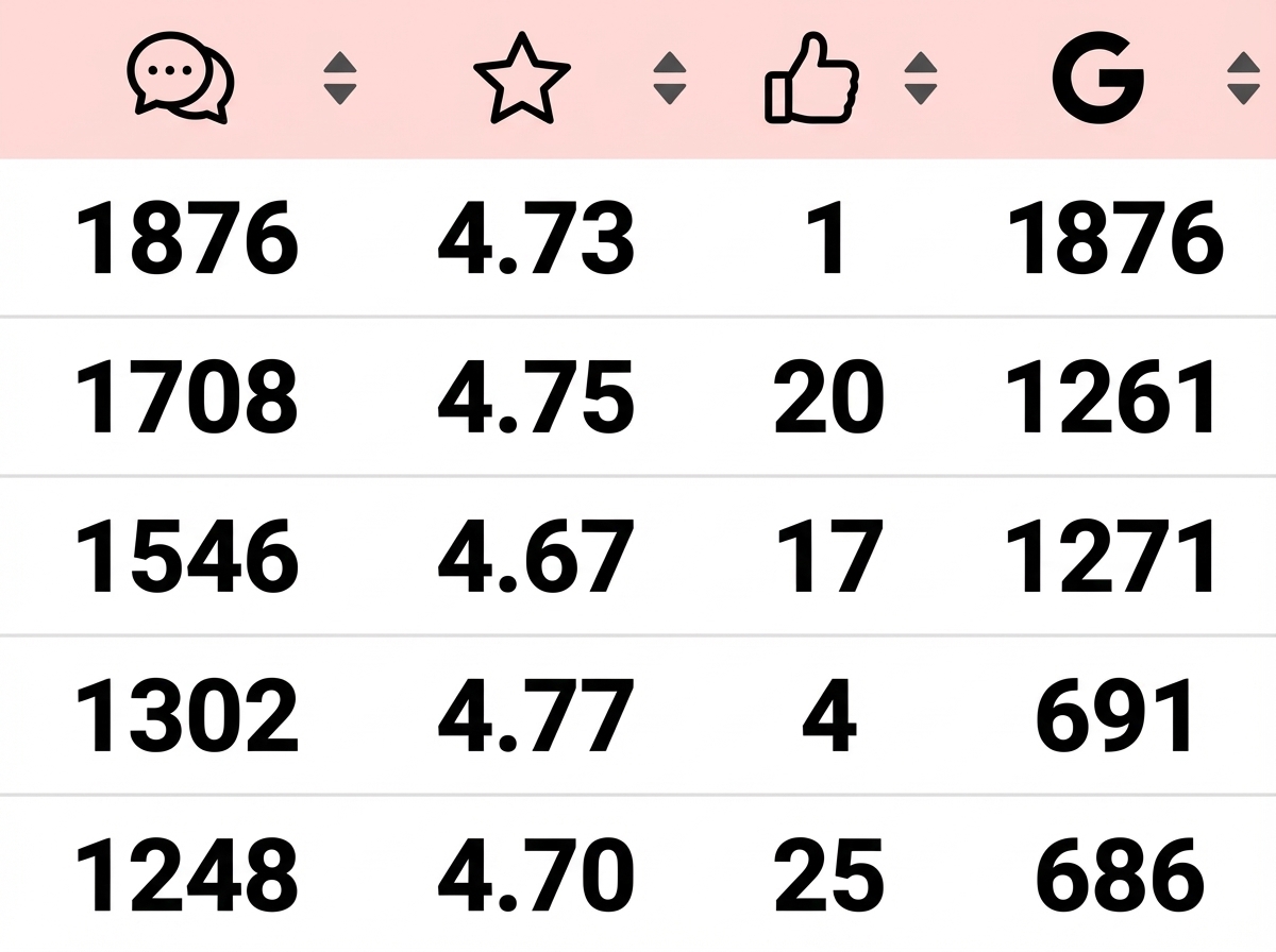 estadísticas del tablero resenas de google por sucursal