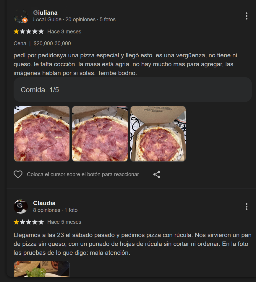 Ejemplo de cómo ver reseñas en Google Maps