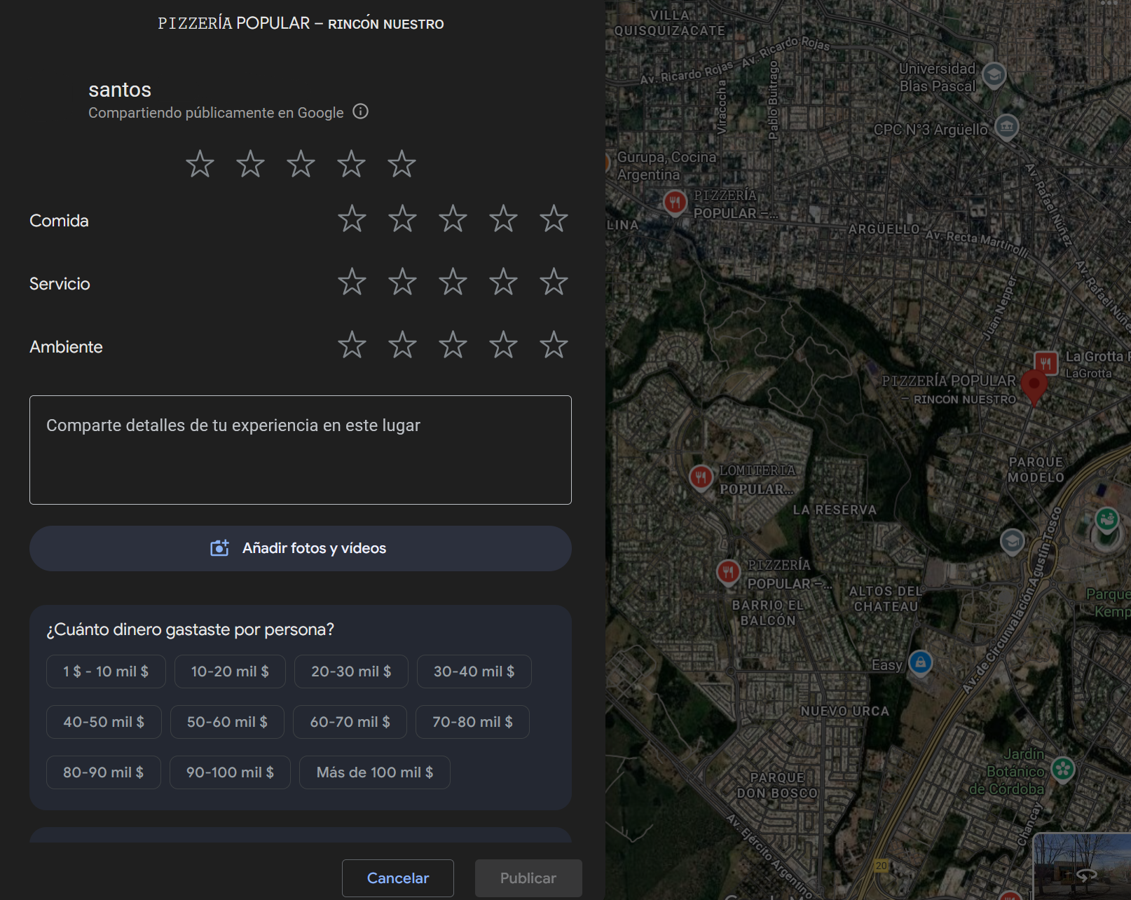 Generación de reseñas por WhatsApp en Pizzería Popular