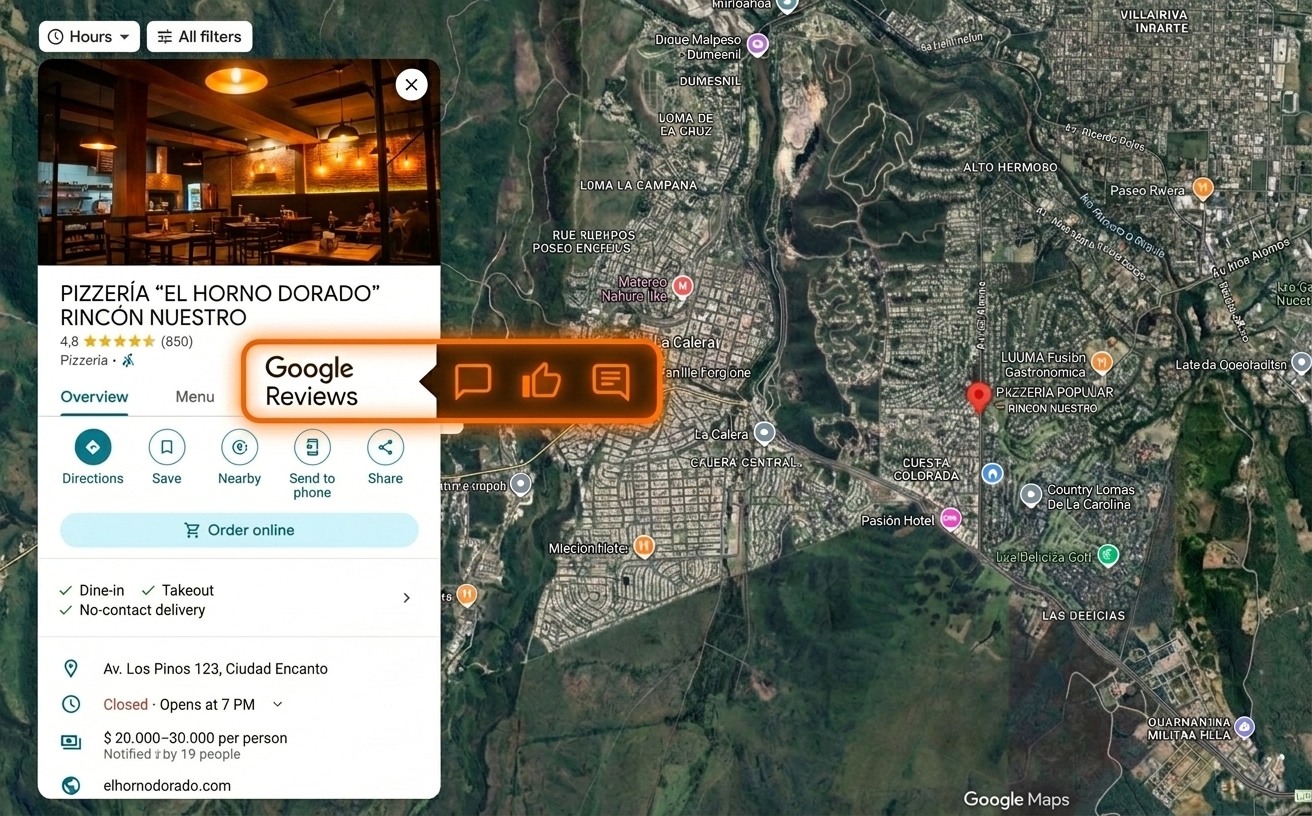 Illustration of how to view and access Google Reviews on business profiles